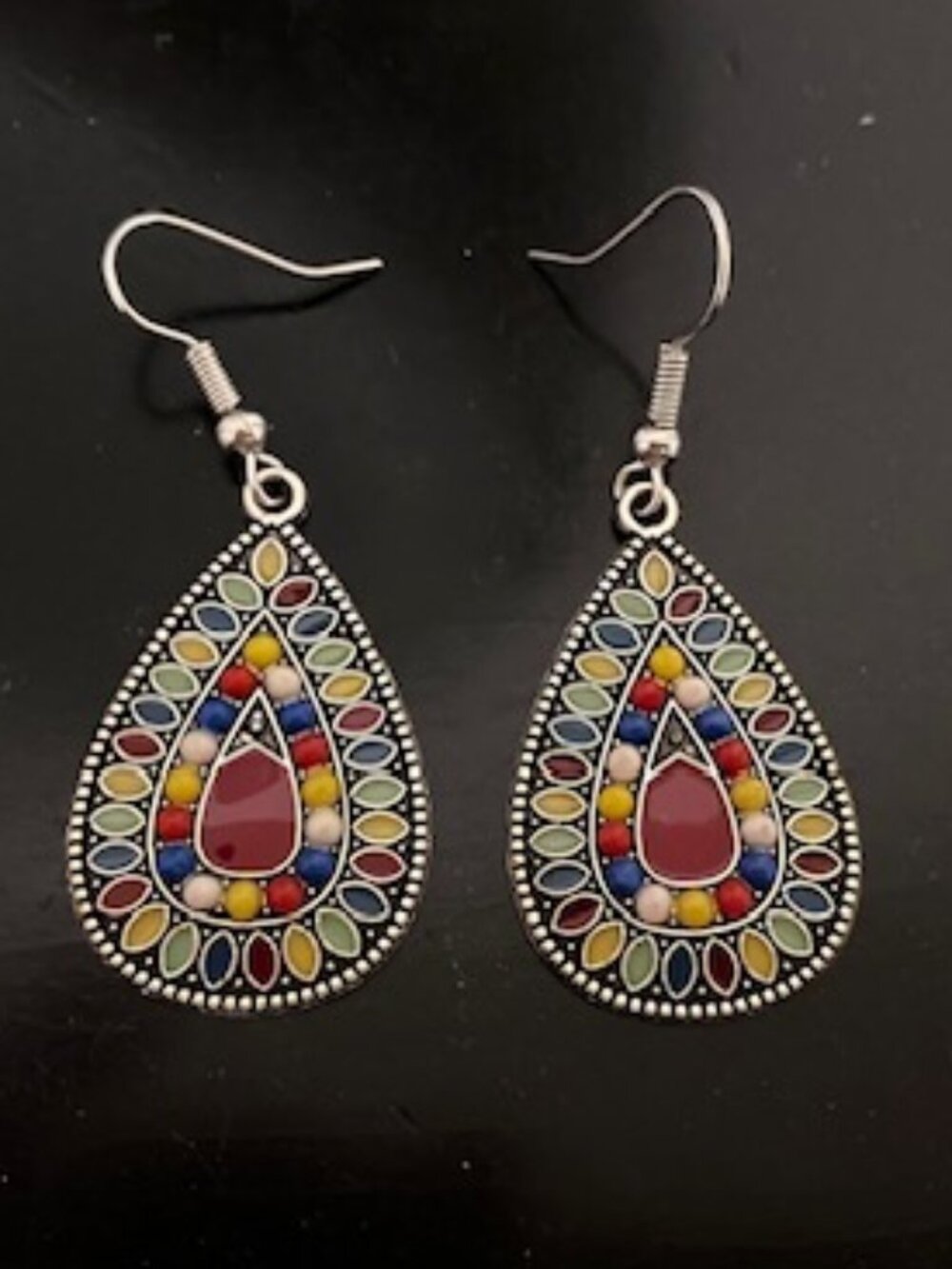 Dangling Multi-Colored Teardrop Earrings